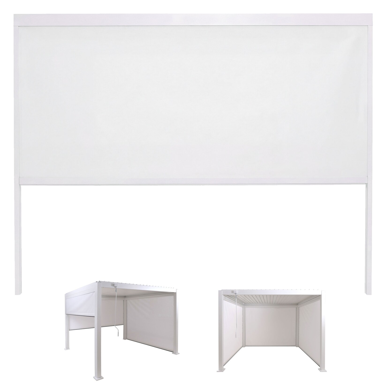 Seitenwand für Pergola MCW-P65, Pavillon Rollo Ersatzseitenwand, Sichtschutz Stoff/Textil sturmfest 3x3m ~ weiß