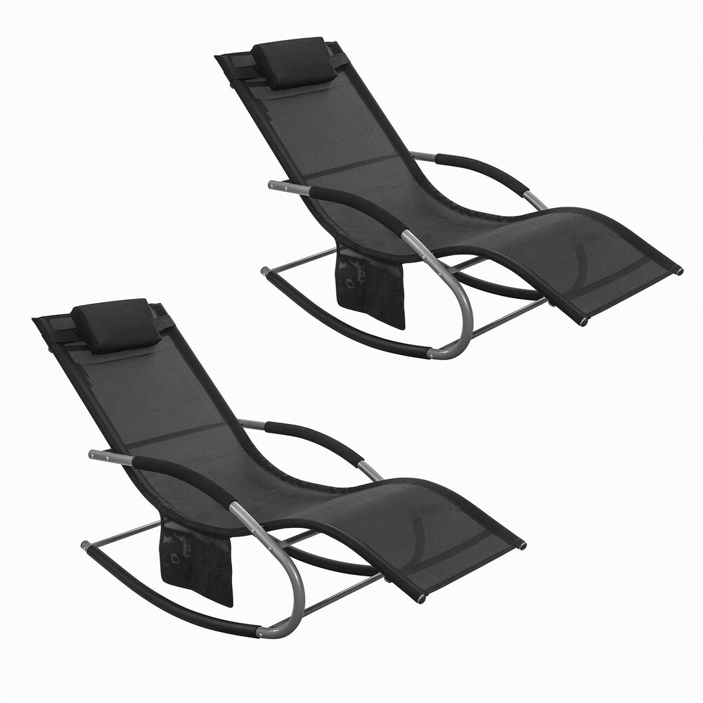 SoBuy Schaukelstuhl-Set Für 2 Personen Schwarz 150x63x87cm Modern | 04251388608777