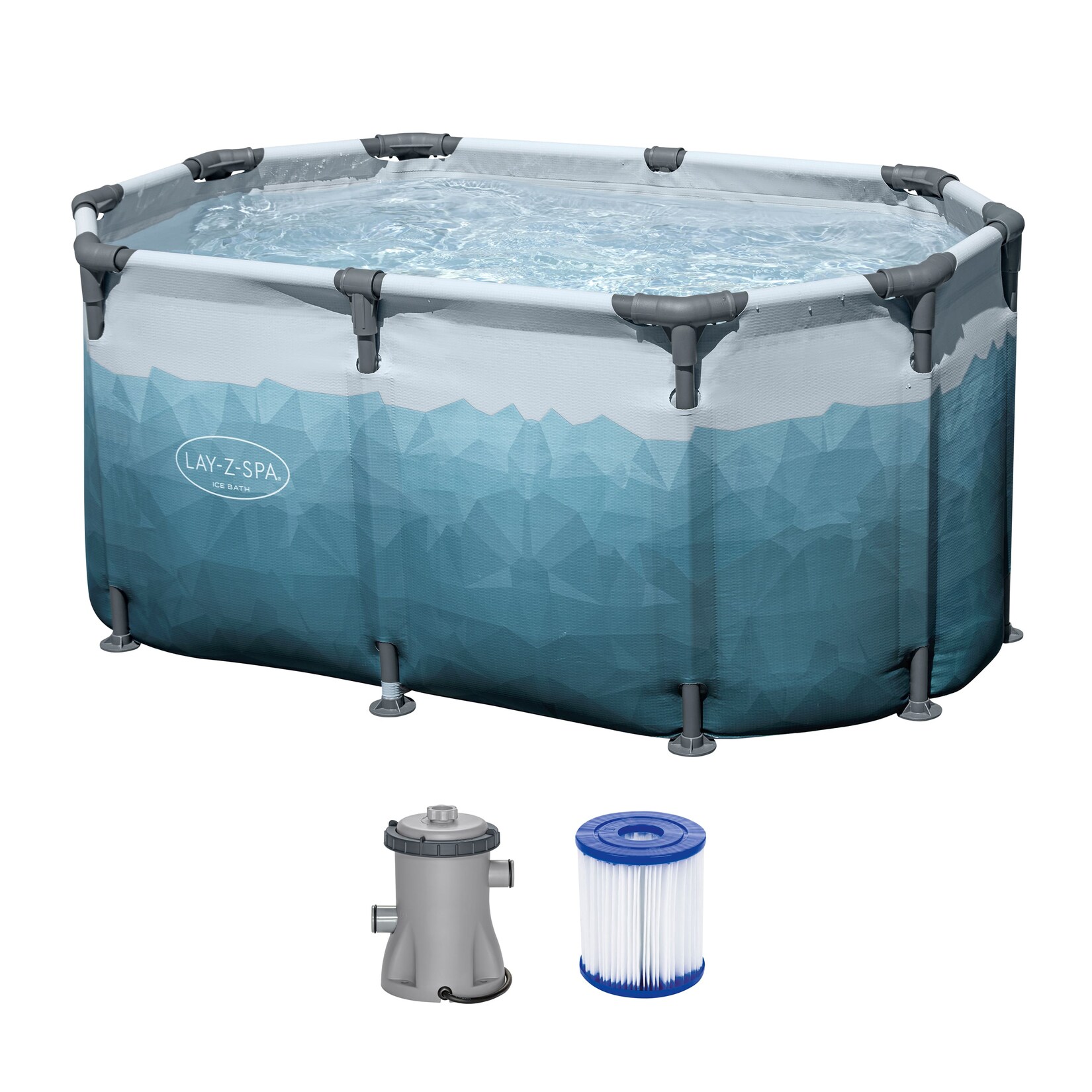 ® LAY-Z-SPA® Eisbad Glacial Dip™ mit Filterpumpe 150 x 90 x 65 cm, oval