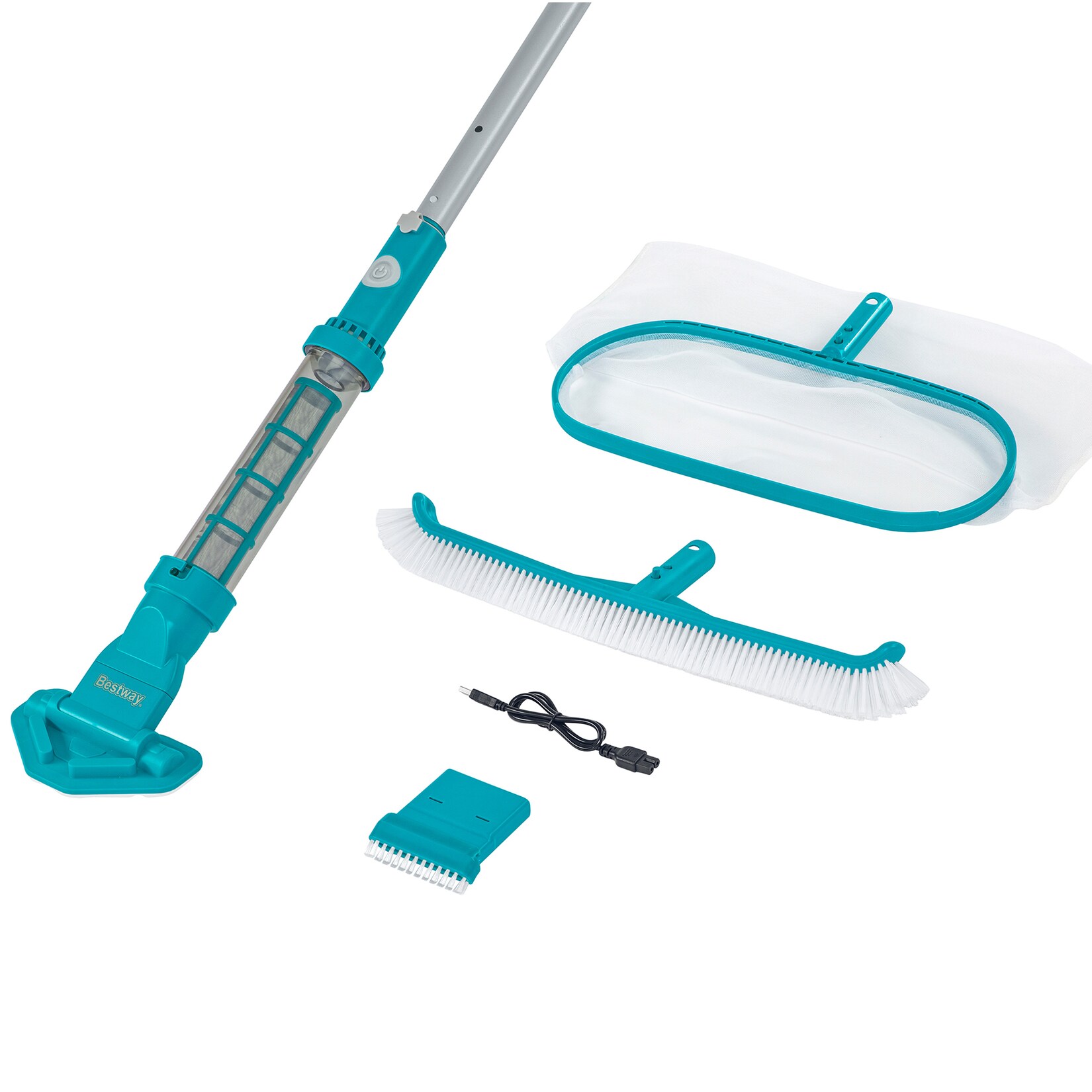 ® Poolpflege-Set AquaSurge™ mit akkubetriebenem Poolsauger, Kescher und Poolbürste für Poolgrößen bis 610 cm