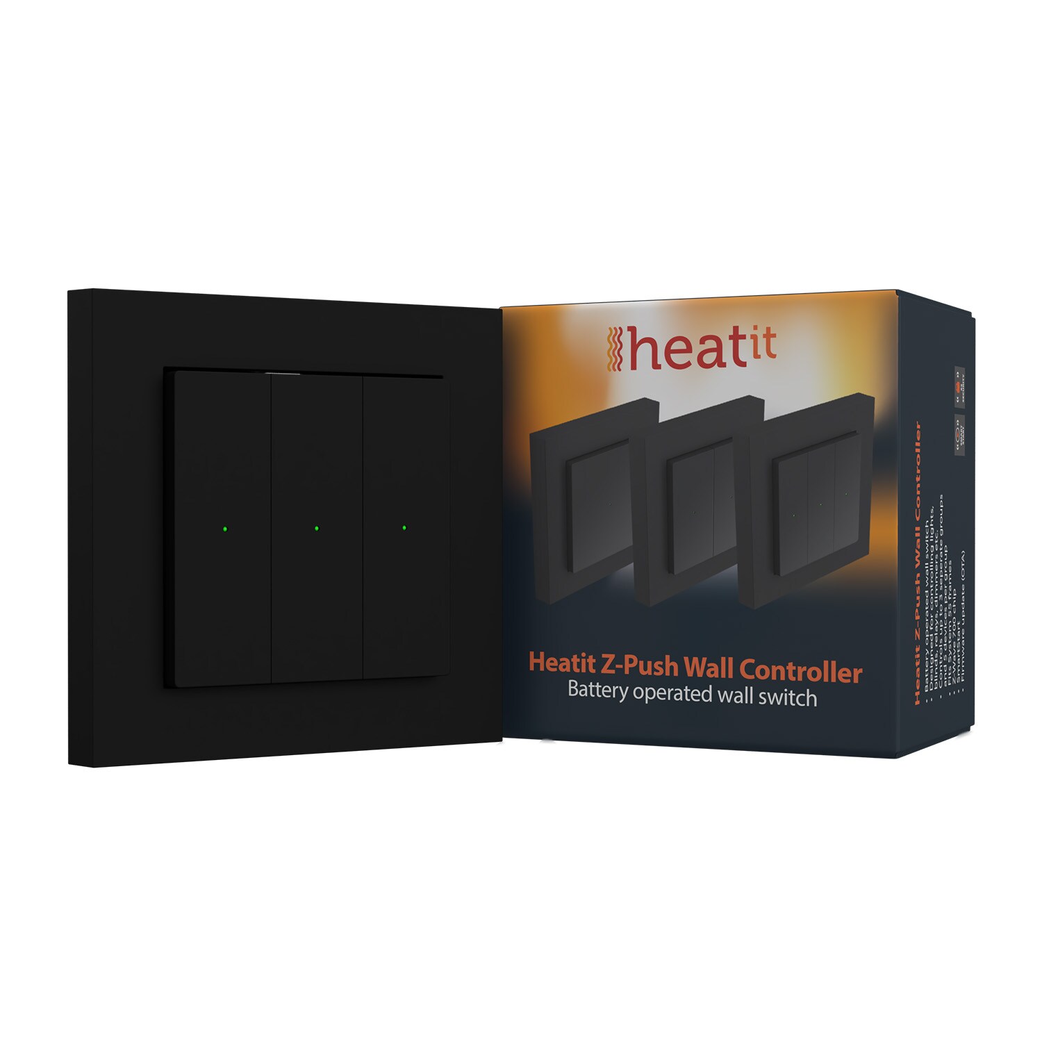 Heatit Z-Push Wall Controller Z-Wave 700er Serie (Schwarz Matt) - Bild 1