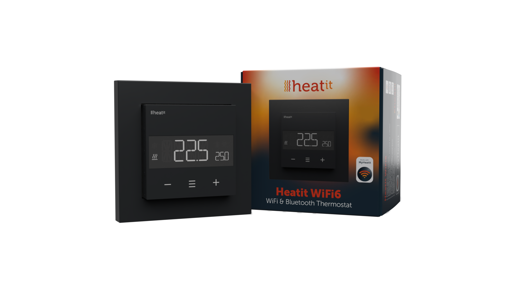 Heatit WiFi6 Thermostat (Schwarz Matt)