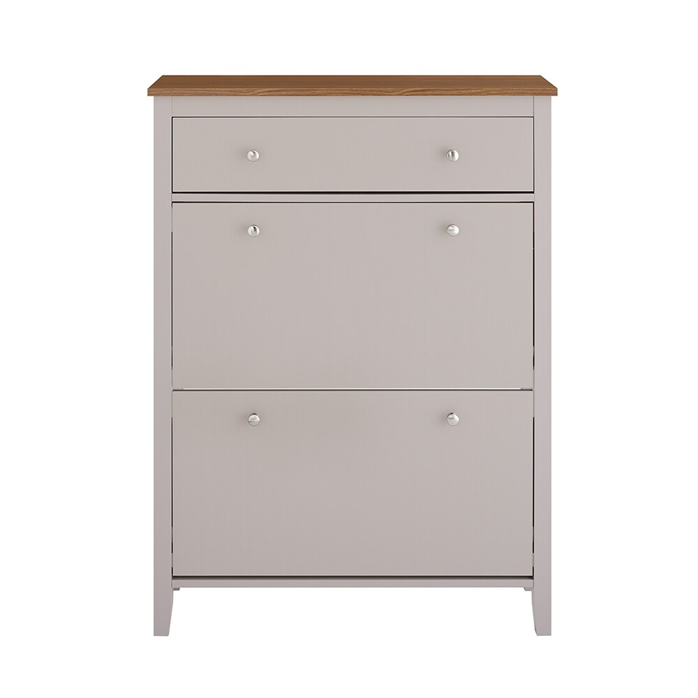 SoBuy Schuhschrank mit 3 Türen Hellgrau 80x25x108cm Modern