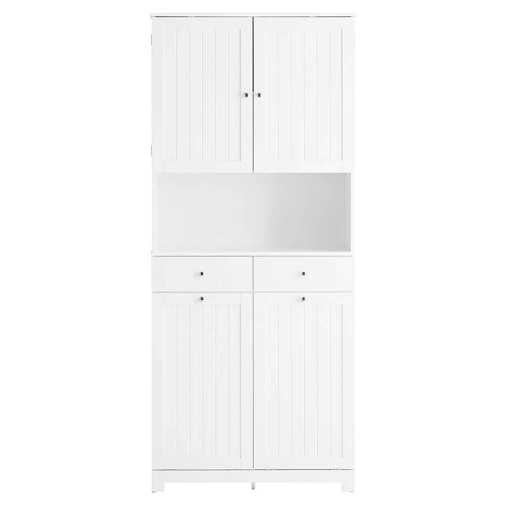 SoBuy Wäscheschrank mit 2 Schubladen Weiß 78x38x181cm Nordisch