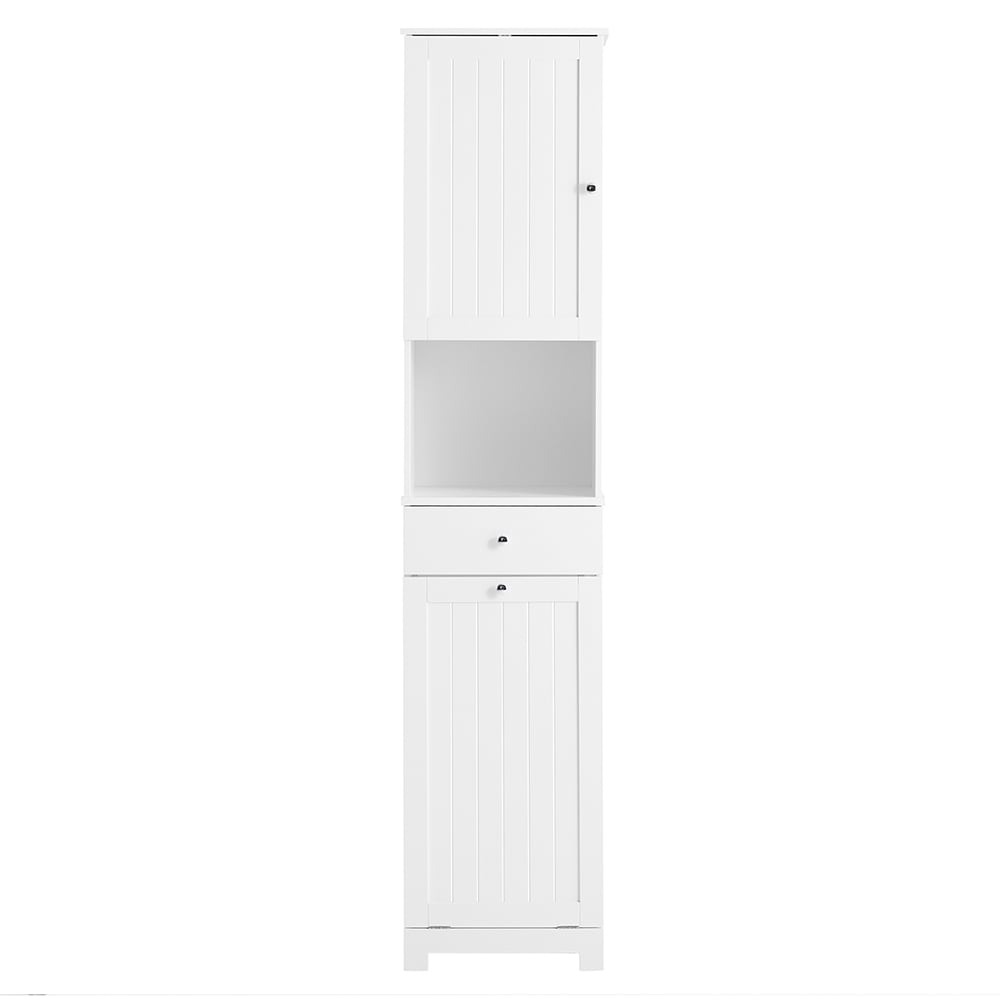 SoBuy Badezimmerschrank mit einer Schublade Wei&szlig; 40x38x180cm Minimalistisch - Bild 1