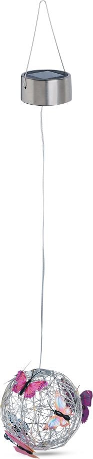 LED Solarkugel mit Dekor mit Blumen / LEDs pastellfarben - Bild 1