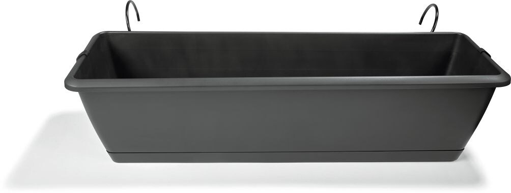 Balkonkasten mit Metallhalterung 60cm grau