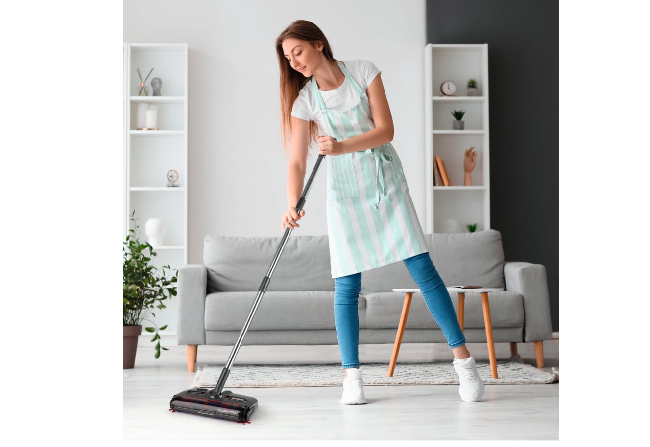 CLEANmaxx Akku-Besen mit Licht 3,7V grau - Bild 1