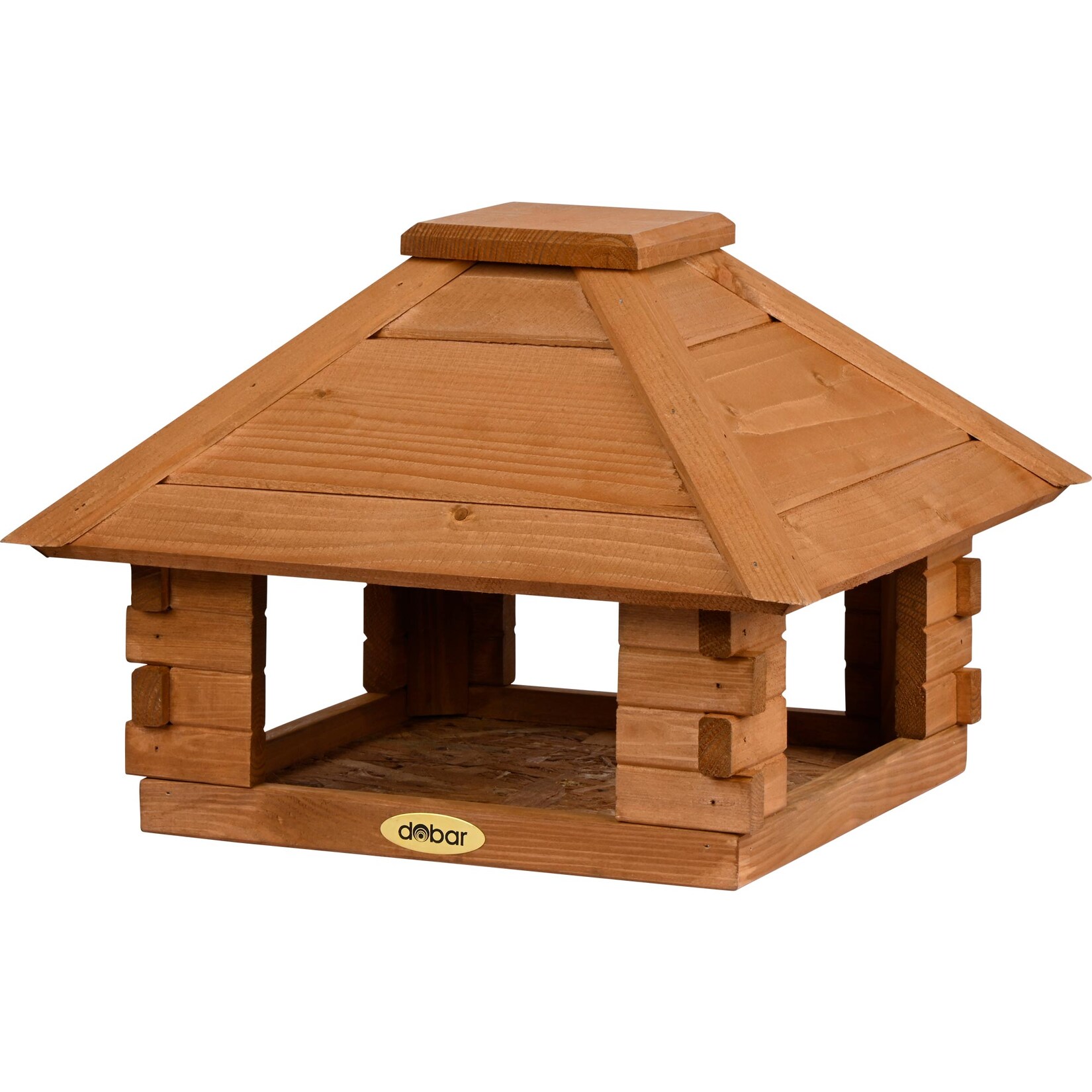 dobar Vogelhaus Blockhaus 4-eckig, Holzdach