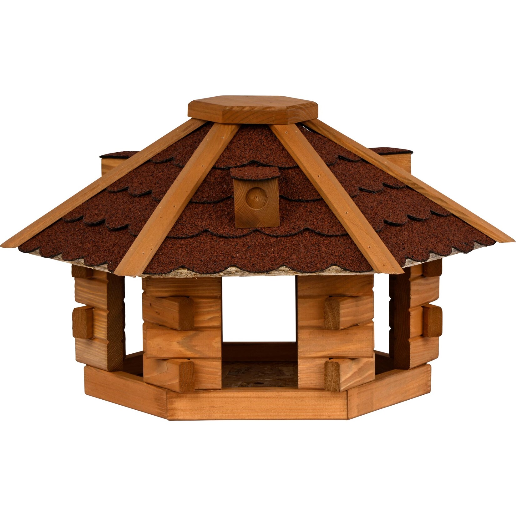 dobar Vogelhaus Blockhaus 6-eck, Bitumendach, Rot