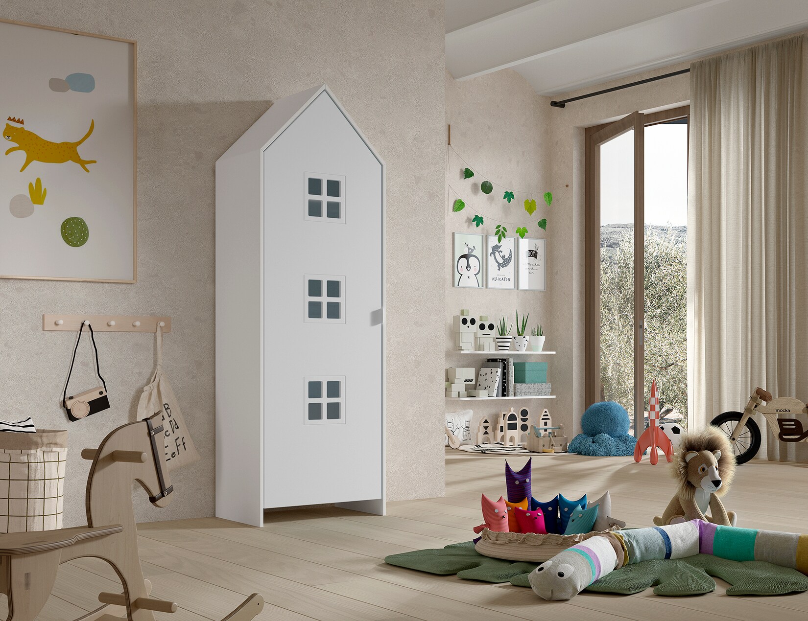 CASAMI BRUGES Schrank mit 1 Tür, 3 Fenster, Ausführung MDF weiß lackiert