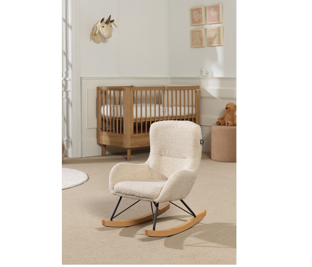 Kinder-Schaukelstuhl, Bezug Bouclé Beige