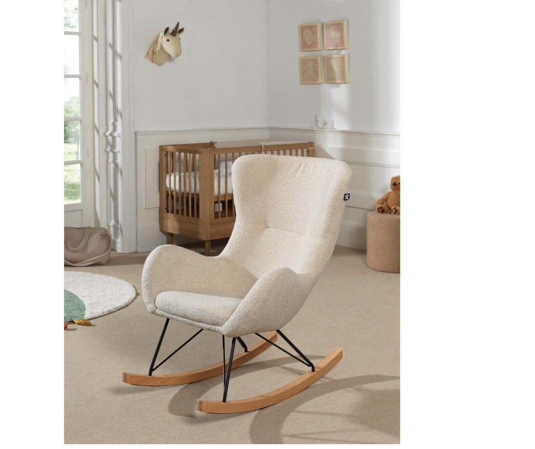 Comfortabler Schaukelstuhl, Bezug Boucl&eacute; Beige - Bild 1