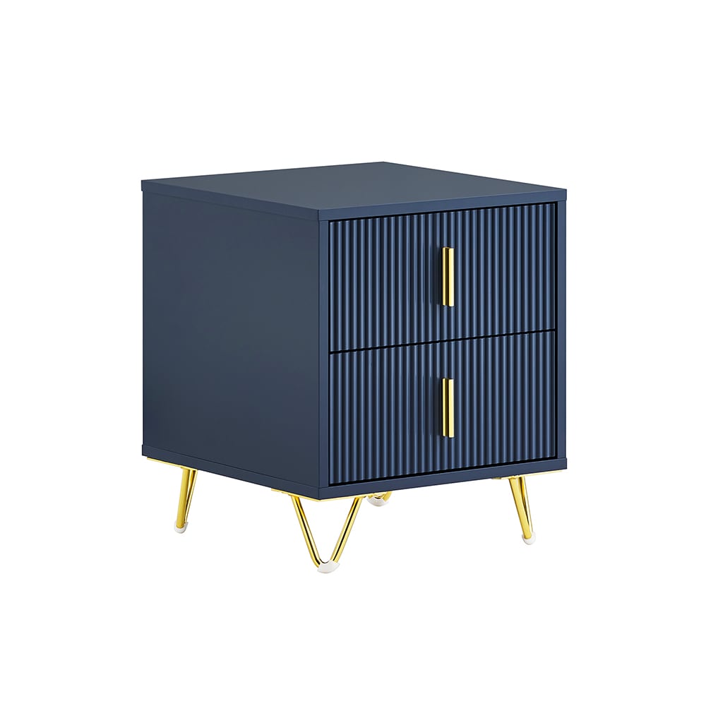 SoBuy Nachttisch mit 2 Schubladen Dunkelblau 40x36x47cm Modern - Bild 1