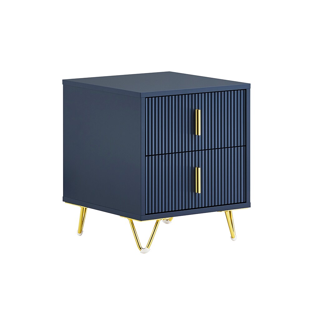 SoBuy Nachttisch mit 2 Schubladen Dunkelblau 40x36x47cm Modern