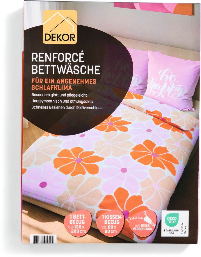 Dekor Bettw&auml;sche 2-teilig, be happy - Bild 1