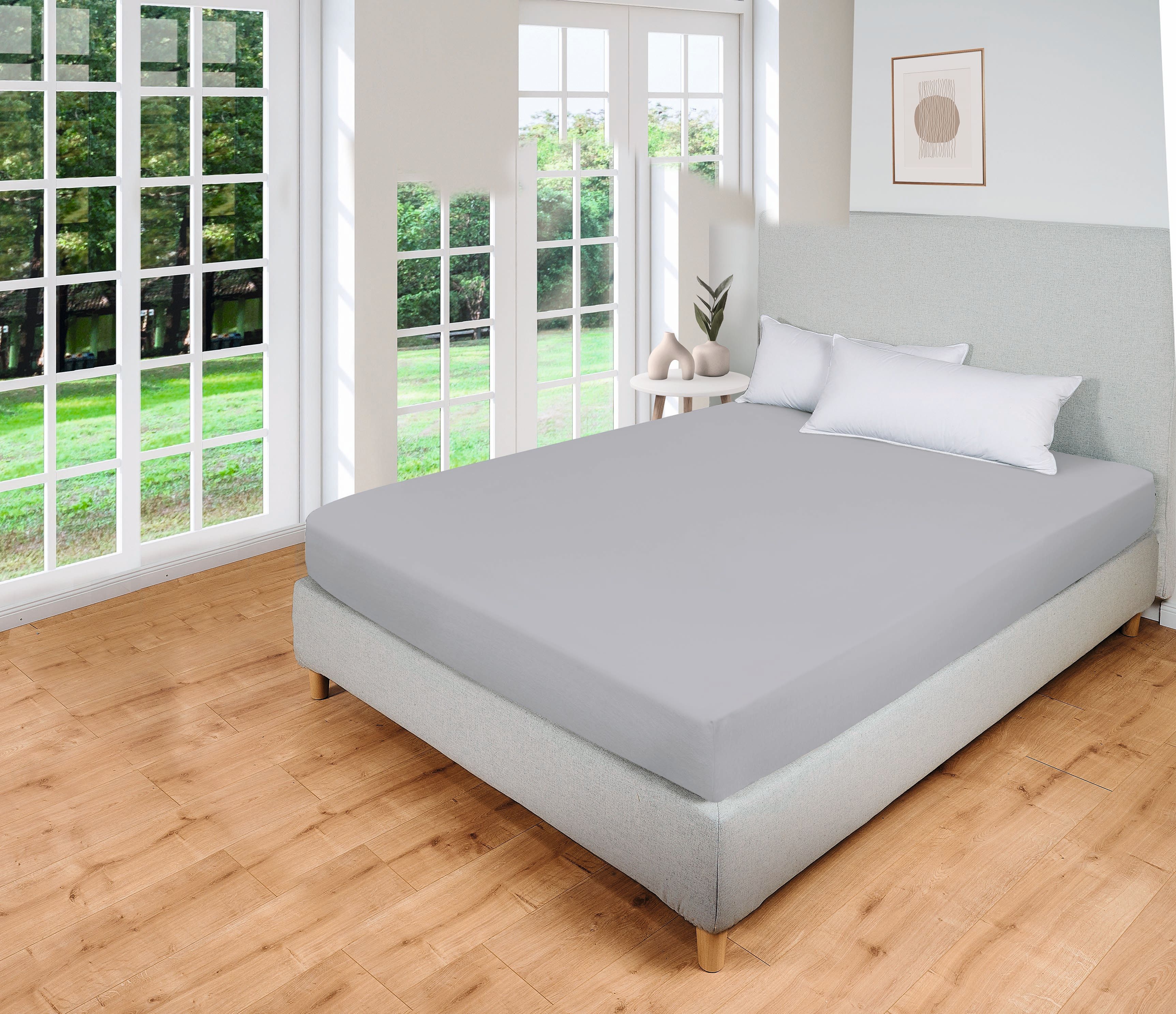 Dekor Spannbettlaken 2er Doppel grau - Bild 1