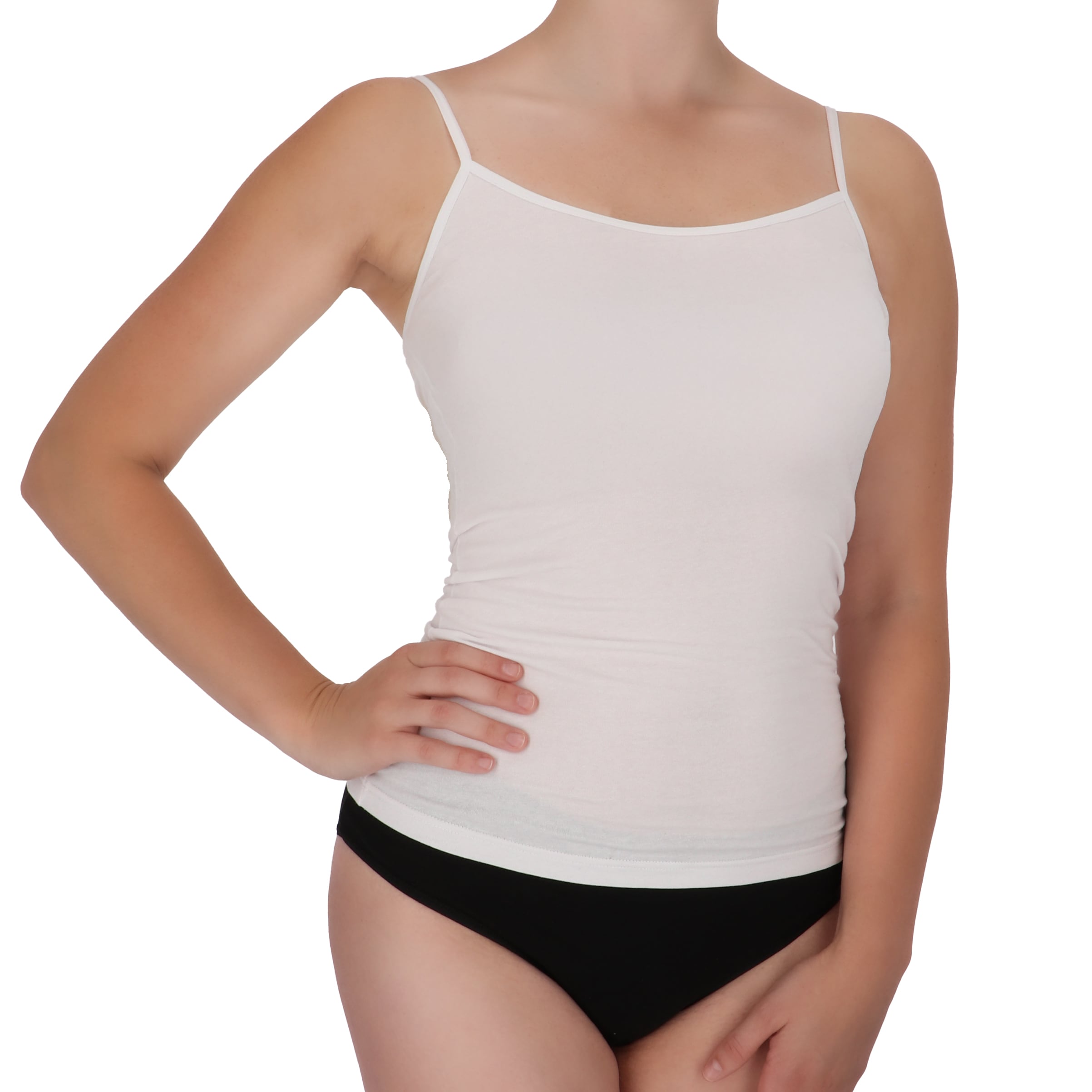 Damen Spaghettitops 5er, wei&szlig; L - Bild 1