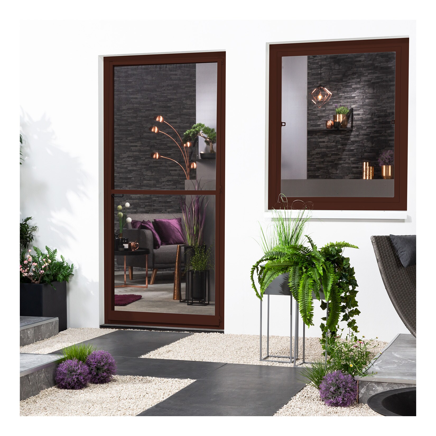 Fensterbausatz flächenbündig "COMPACT" 130x150 cm in Braun