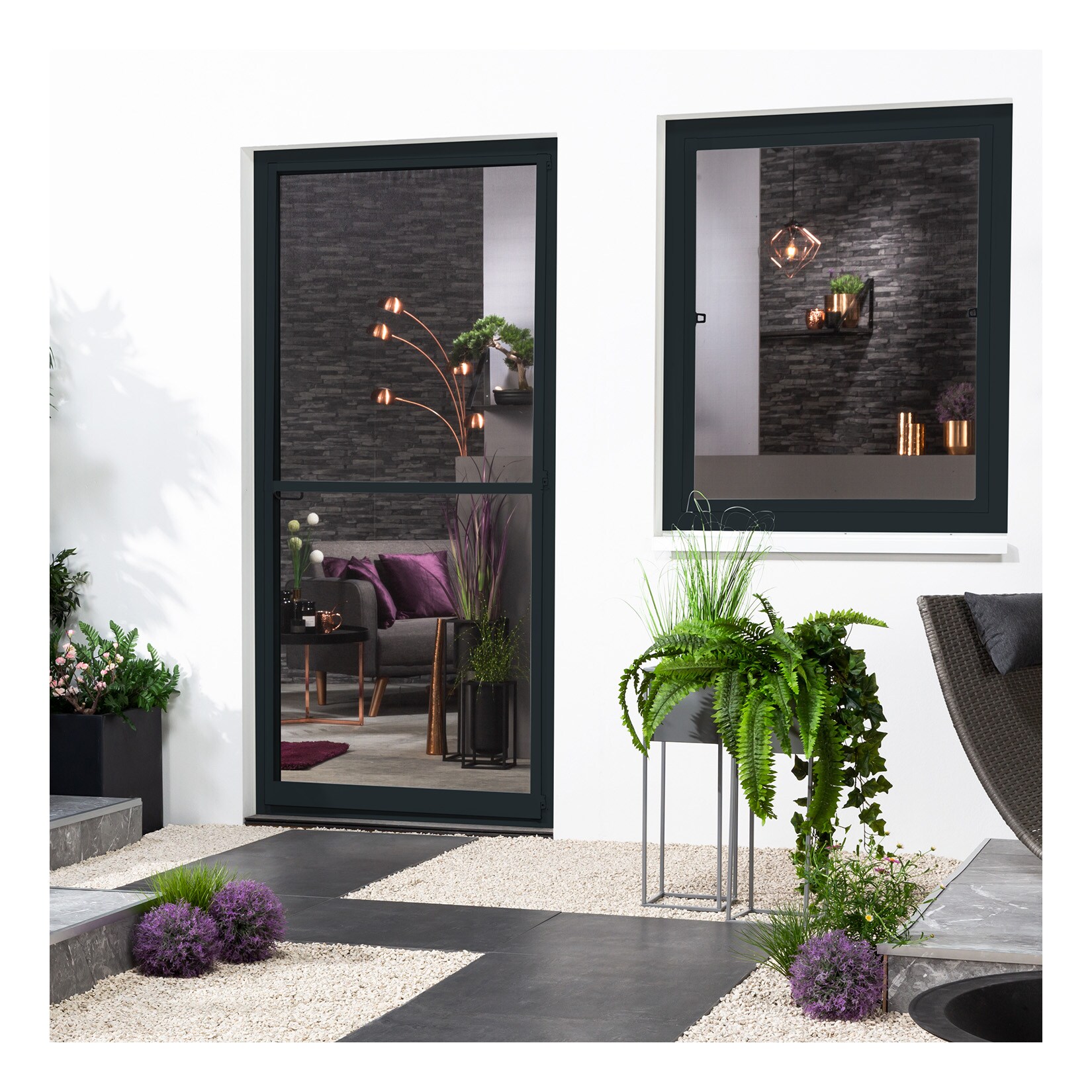 Fensterbausatz flächenbündig "COMPACT" 130x150 cm in Anthrazit