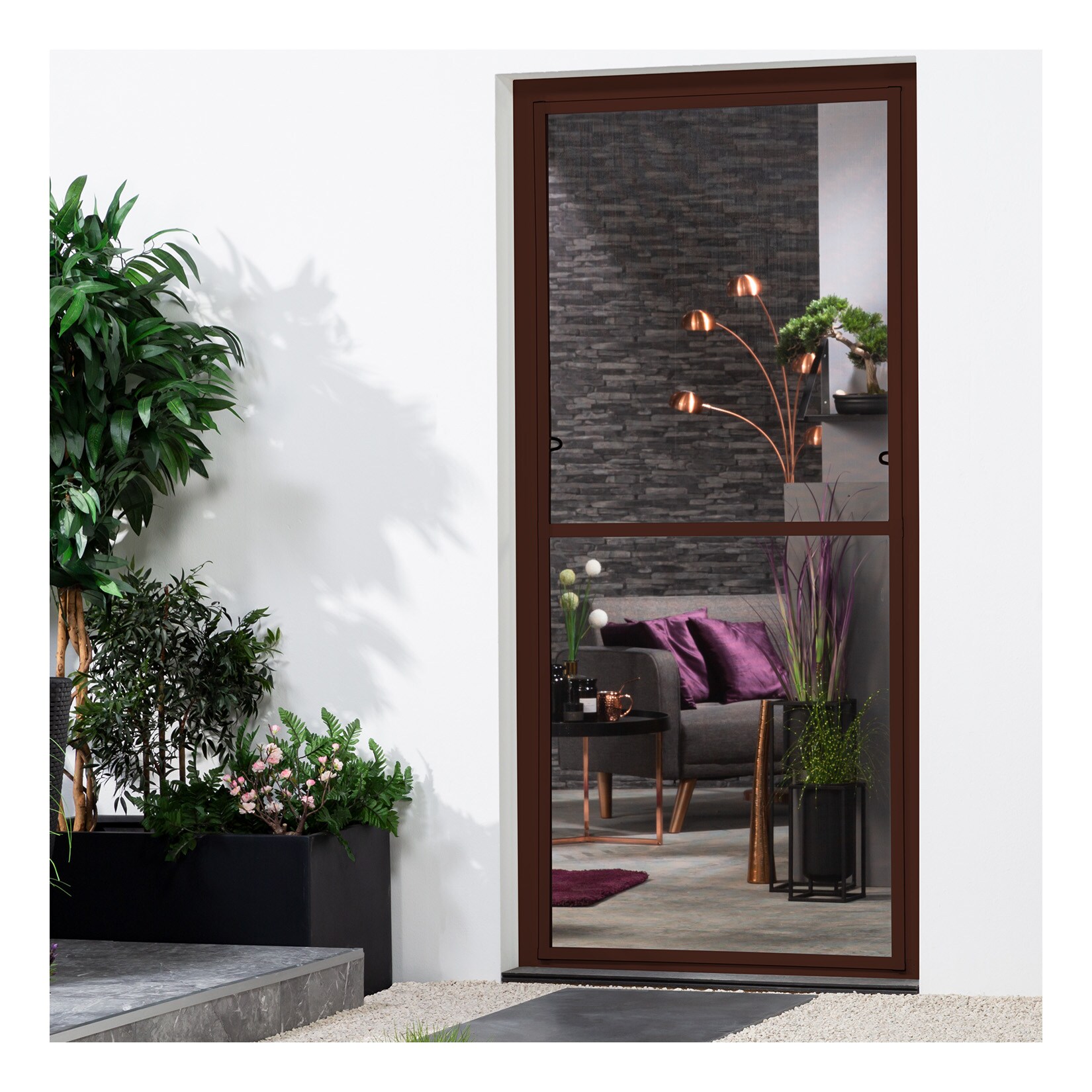 Alu-Fensterbausatz "MASTER SLIM XL" 130x220 cm in Braun