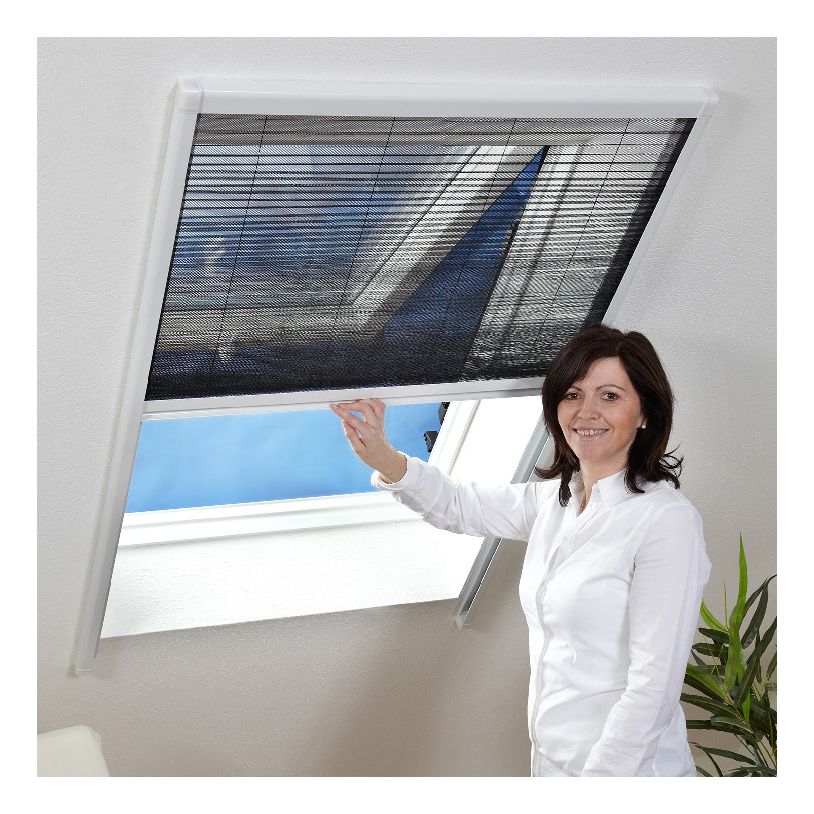 Insektenschutz-Dachfenster-Plissee 160x180 cm in Weiß