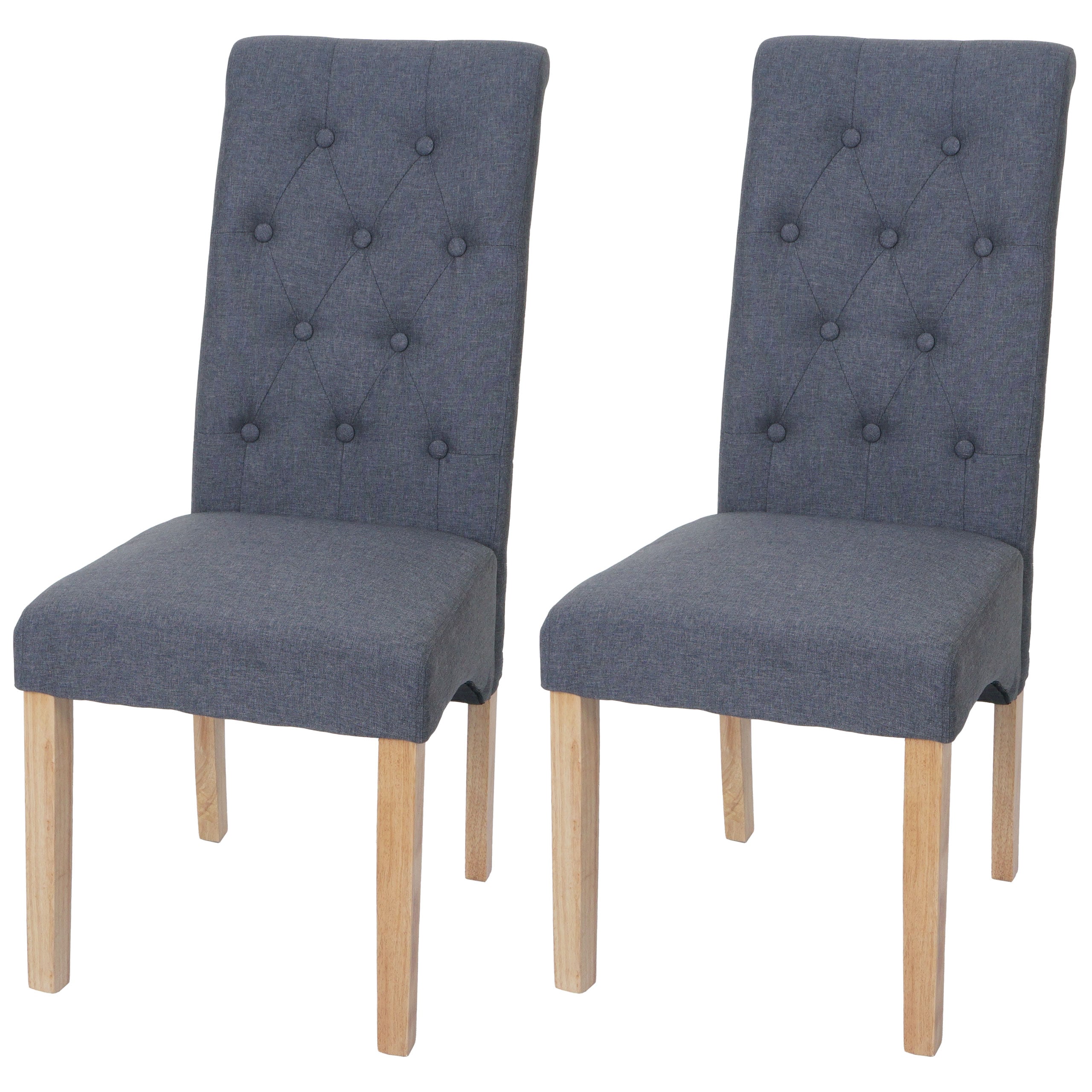 2er-Set Esszimmerstuhl MCW-O65e, K&uuml;chenstuhl Polsterstuhl, Chesterfield Stoff/Textil (280g/m&sup2;), dunkelgrau - Bild 1