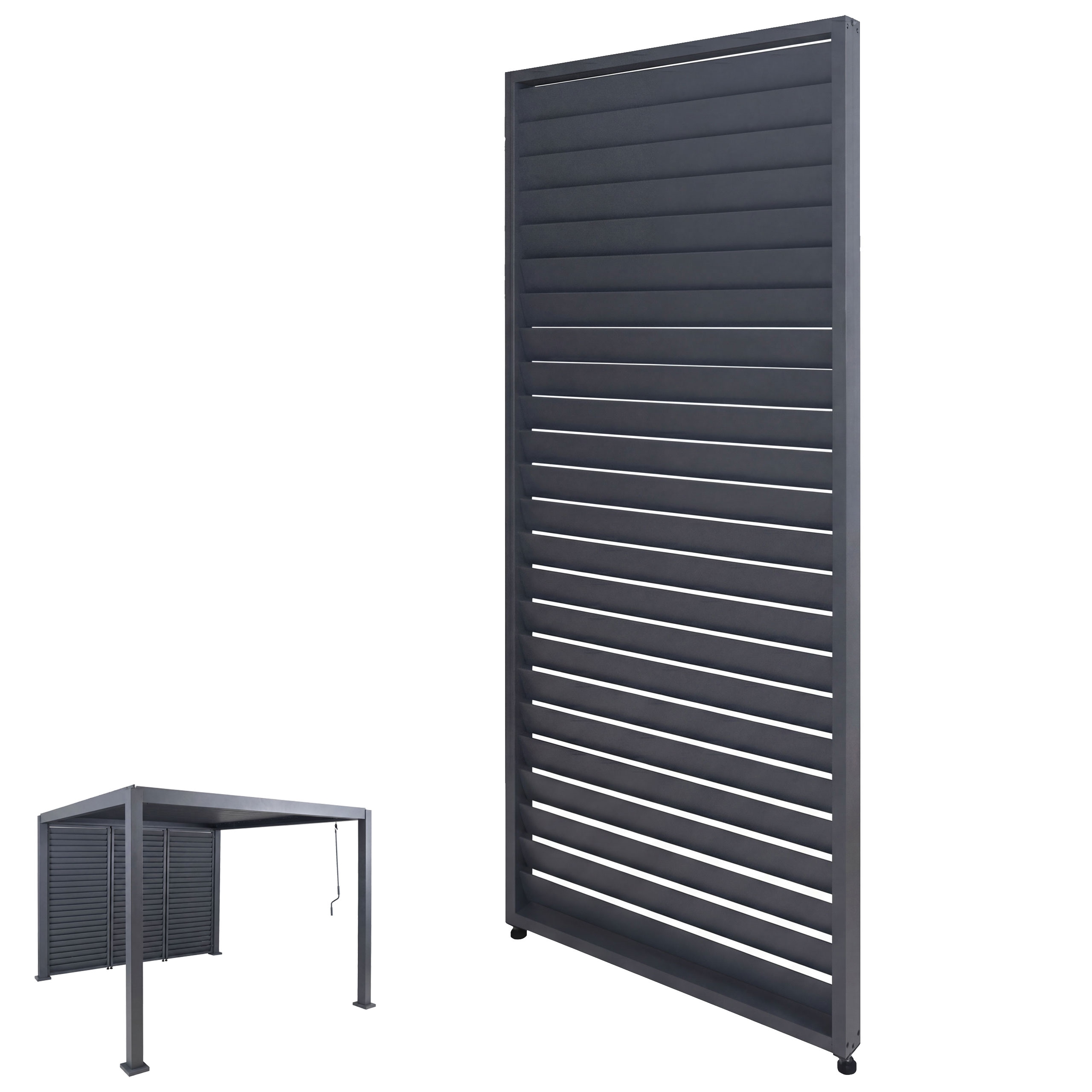 Lamellenwand f&uuml;r Pergola MCW-P65, Lamellenpaneel Modul Paneel Seitenwand, Aluminium 220x90cm ~ anthrazit - Bild 1