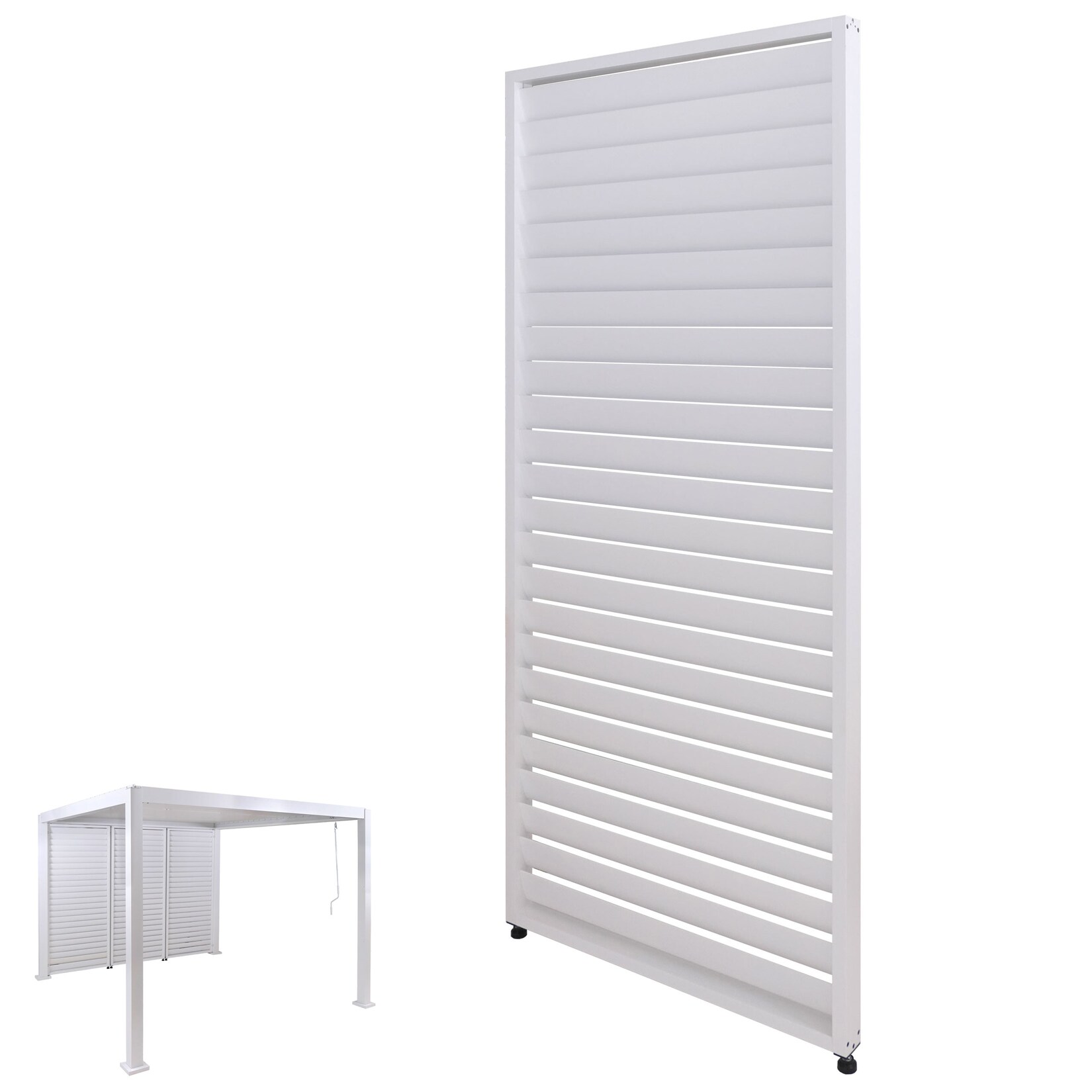 Lamellenwand für Pergola MCW-P65, Lamellenpaneel Modul Paneel Seitenwand, Aluminium 220x90cm ~ weiß
