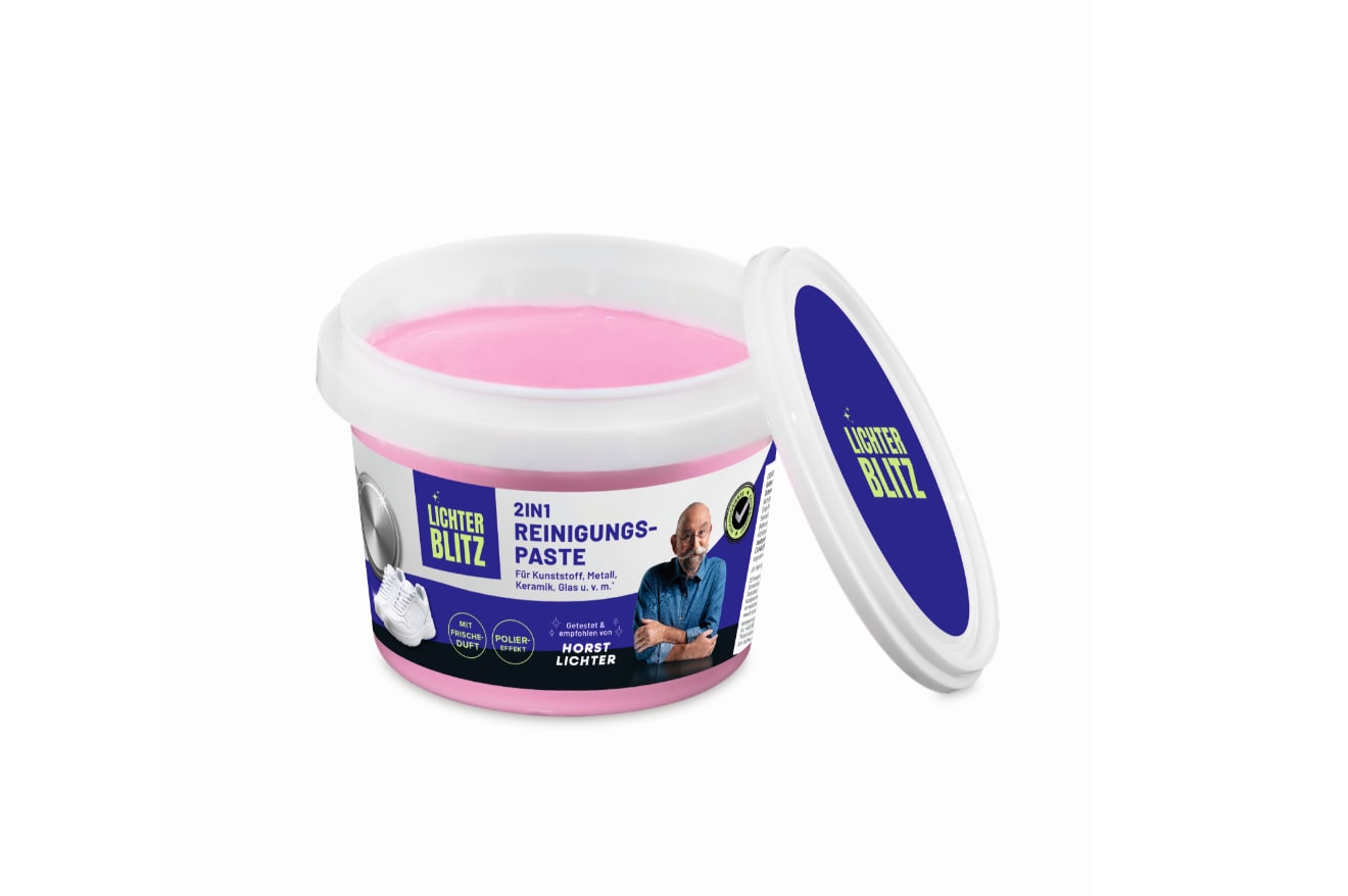 Lichterblitz Putzcreme 850g rosa mit 3 Schw&auml;mmen - Bild 1
