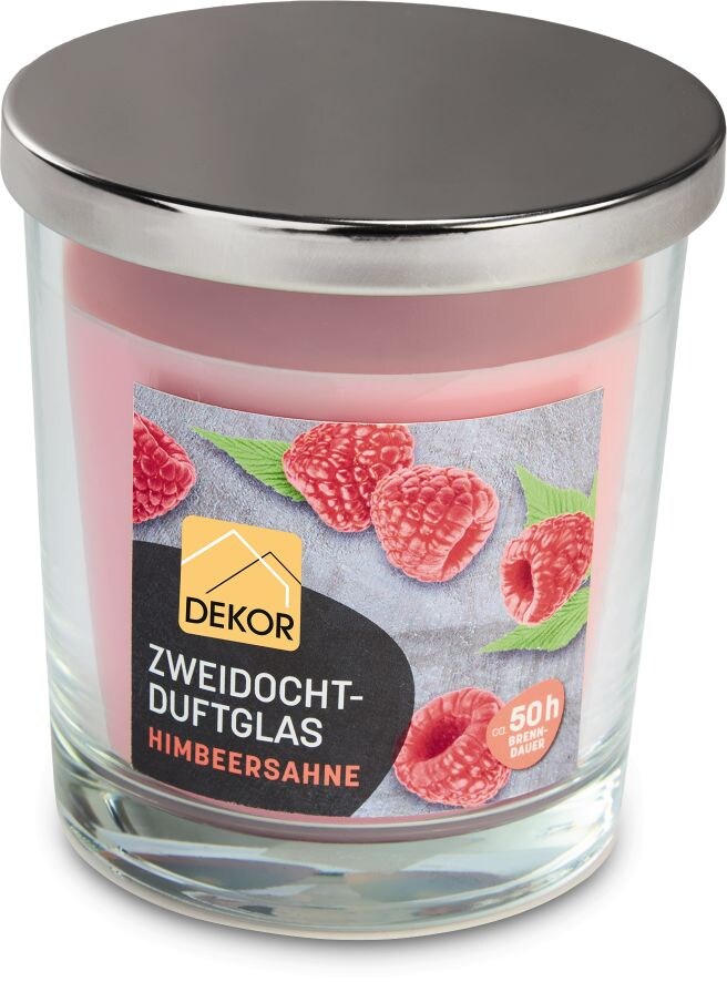 Dekor Sort. 2-Docht-Duftglas Himbeersahne