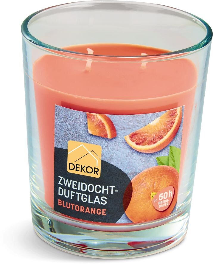 Dekor Sort. 2-Docht-Duftglas Blutorange