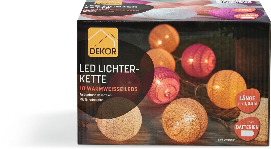 Dekor Lichterkette - pink-blush-wei&szlig; - Bild 1