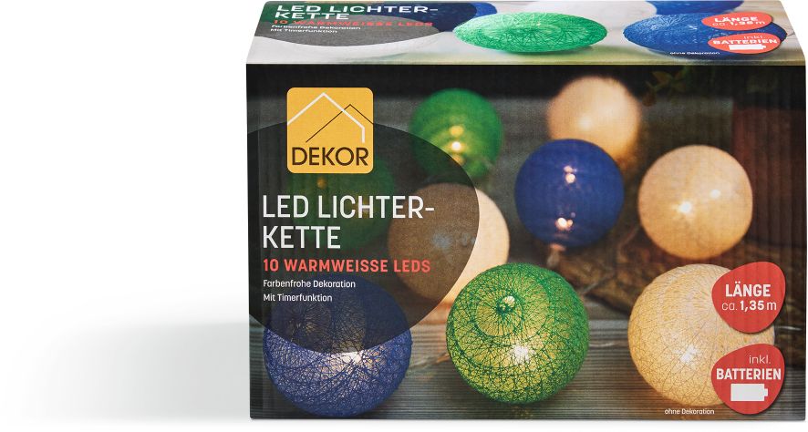 Dekor Lichterkette - gr&uuml;n-blau-wei&szlig; - Bild 1