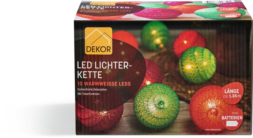 Dekor Lichterkette - orange-gr&uuml;n-fuchsia - Bild 1