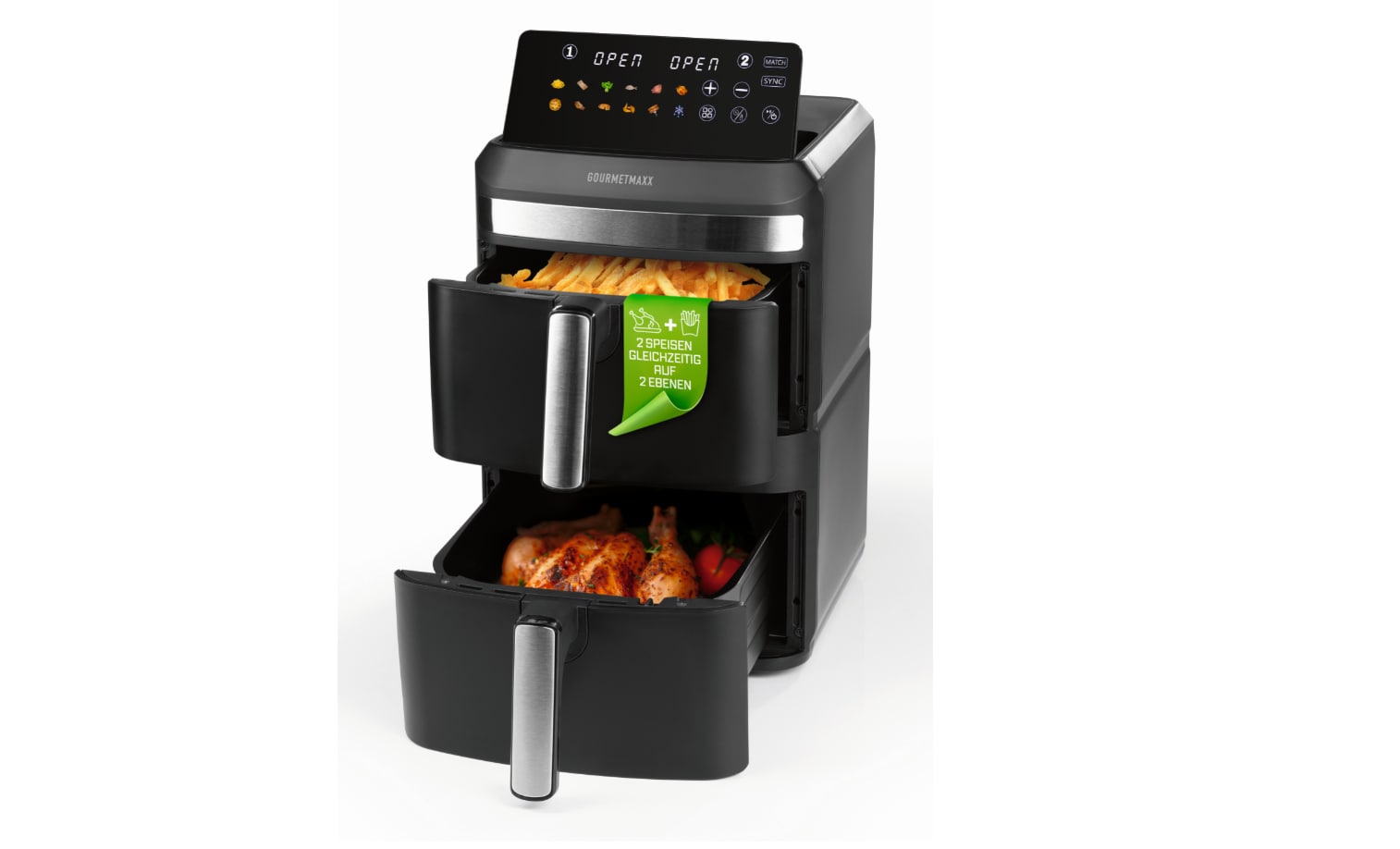 GOURMETmaxx Hei&szlig;luft-Fritteuse Doppelkorb - Bild 1