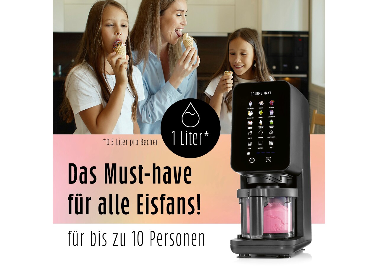 GOURMETmaxx Eismaschine 700W schwarz 2x 430ml online kaufen bei Netto