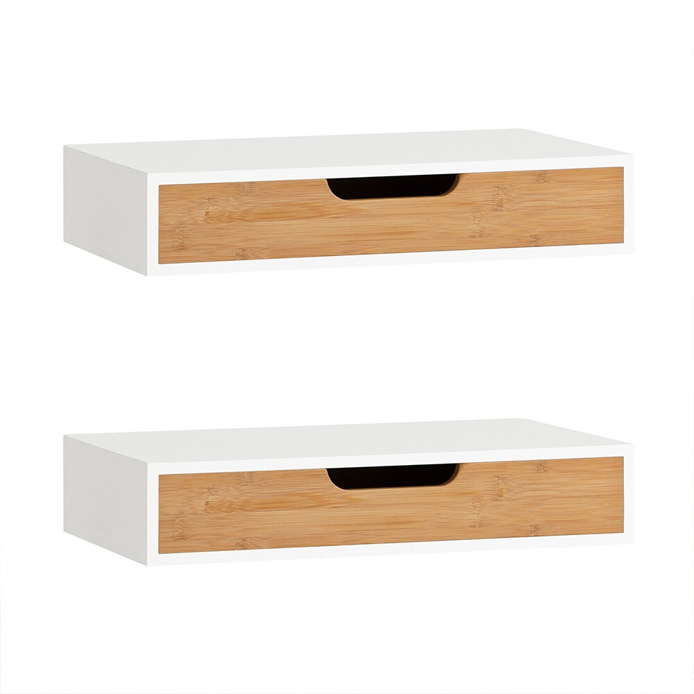 SoBuy Nachttisch mit 1 Schublade Weiß 40x24x8cm Modern