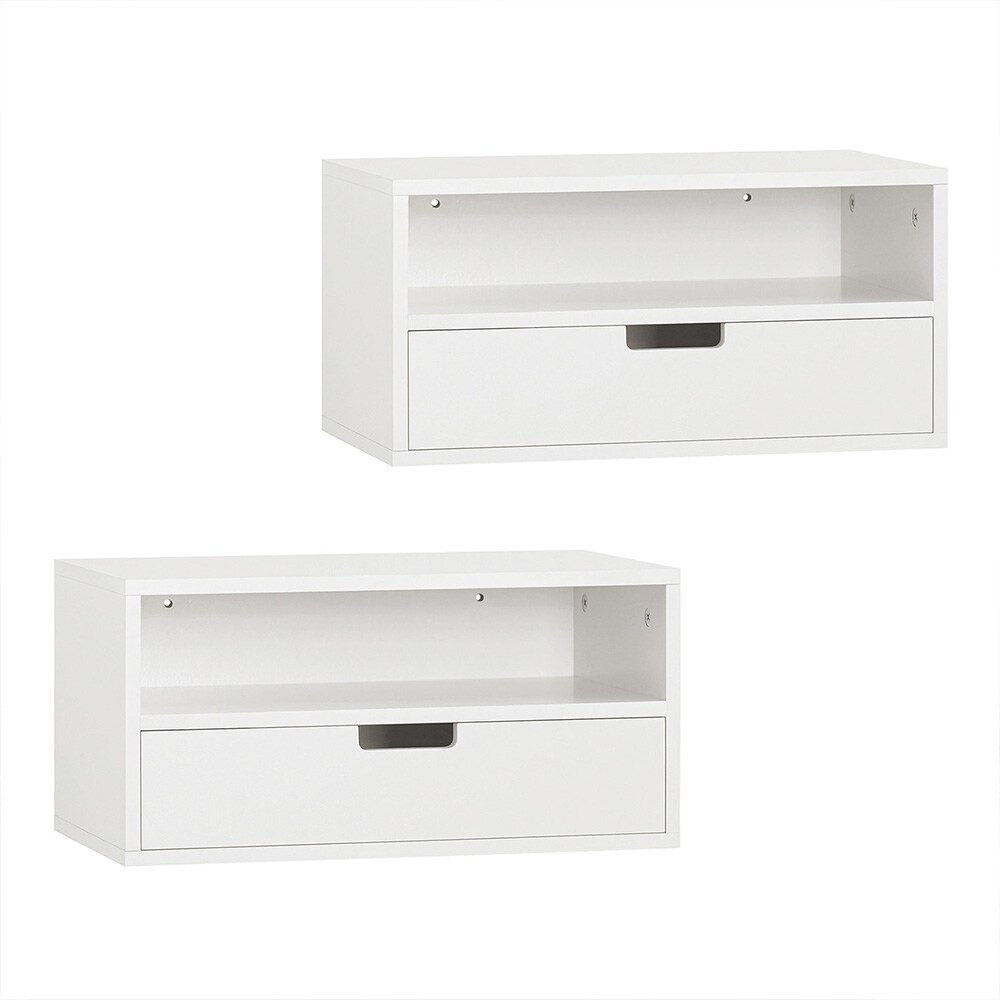 SoBuy Nachttisch mit 2 Schubladen Weiß 45x25x22cm Modern