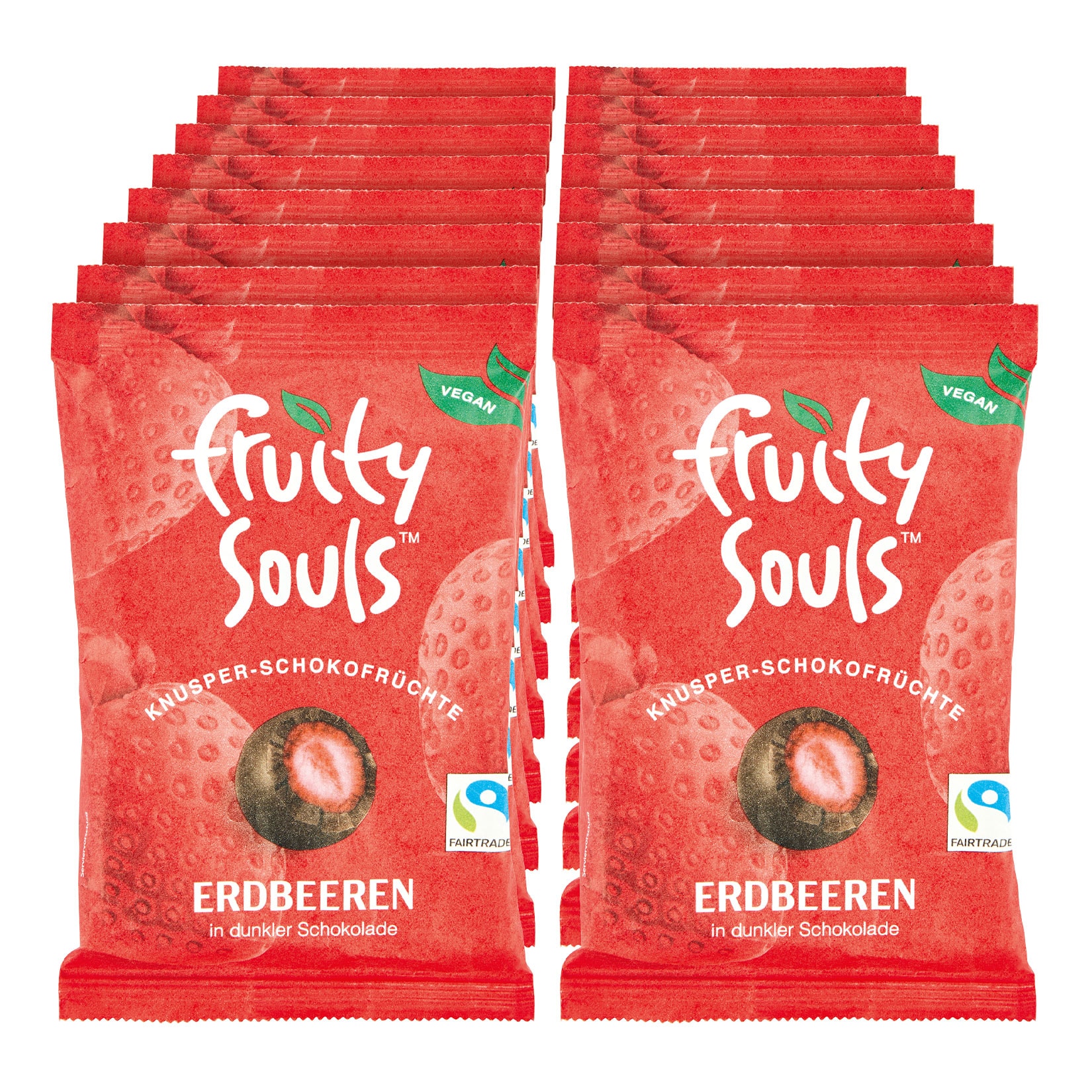 Fruity Souls Erdbeeren in Zartbitterschokolade 80 g, 16er Pack - Bild 1