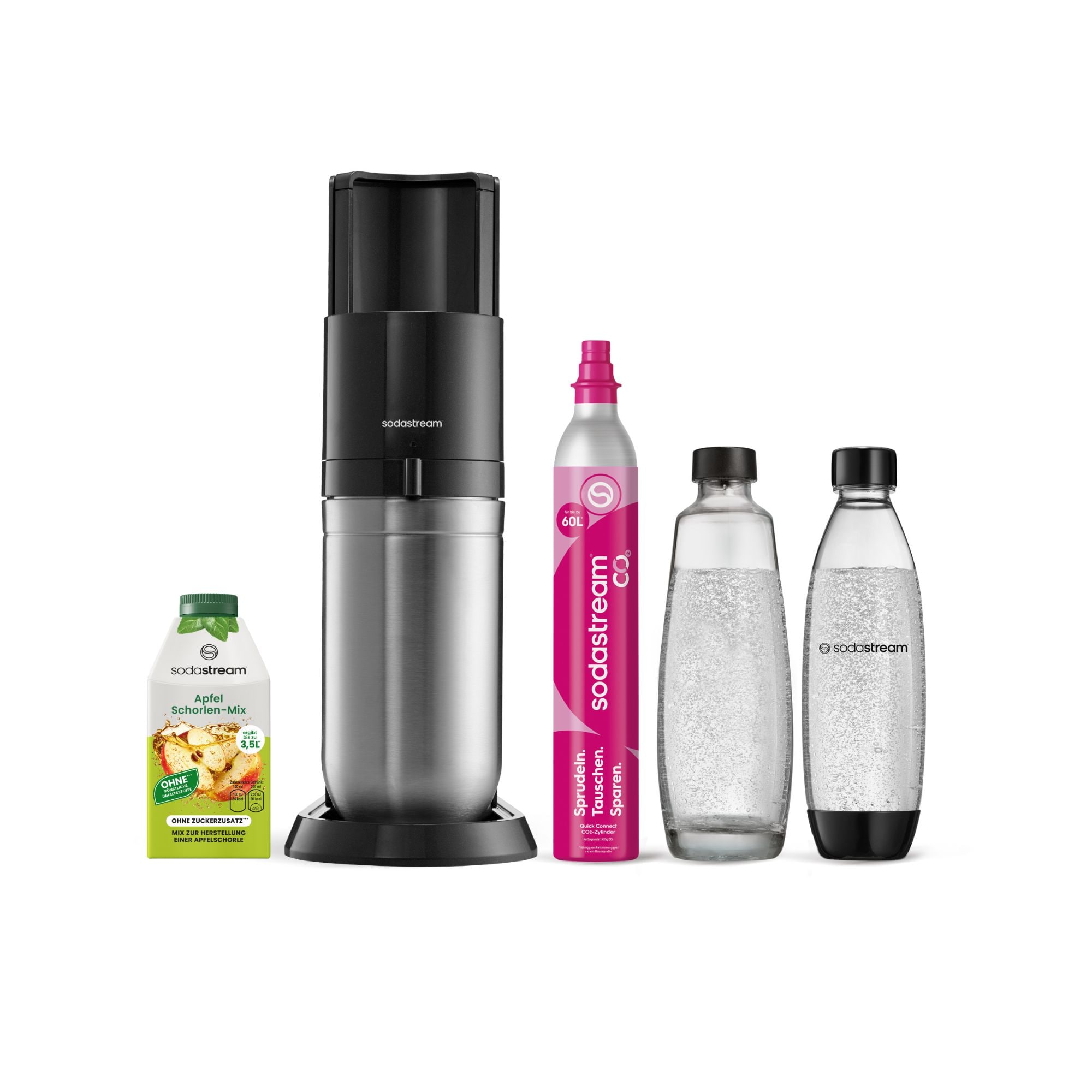 DUO Wassersprudler Titan + Rote Beeren zero Sirup Virtuelles Bundle (1x Glasfl. 1L + 1x KSTFL 1L, 1x QC, 1x Rote Beeren Zero 440ml) - Bild 1