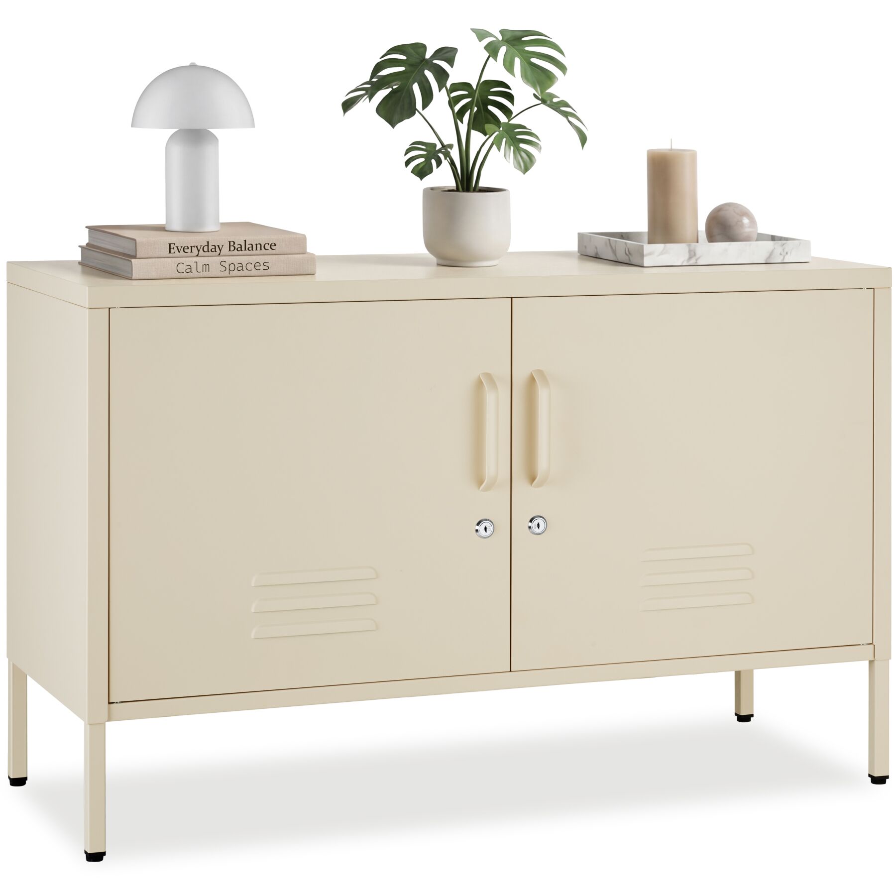 tectake&reg; Sideboard, 2 T&uuml;ren mit Magnetverschluss, einzeln abschlie&szlig;bar, pulverbeschichteter Stahl, Kippschutz, h&ouml;henverstellbare F&uuml;&szlig;e - Bild 1