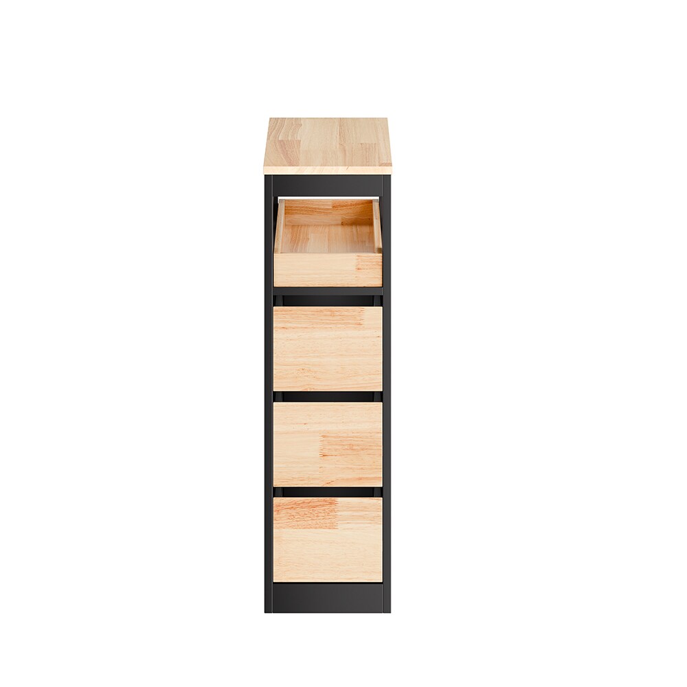 SoBuy Badunterschrank mit 4 Schubladen Schwarz 65x23x82cm Modern