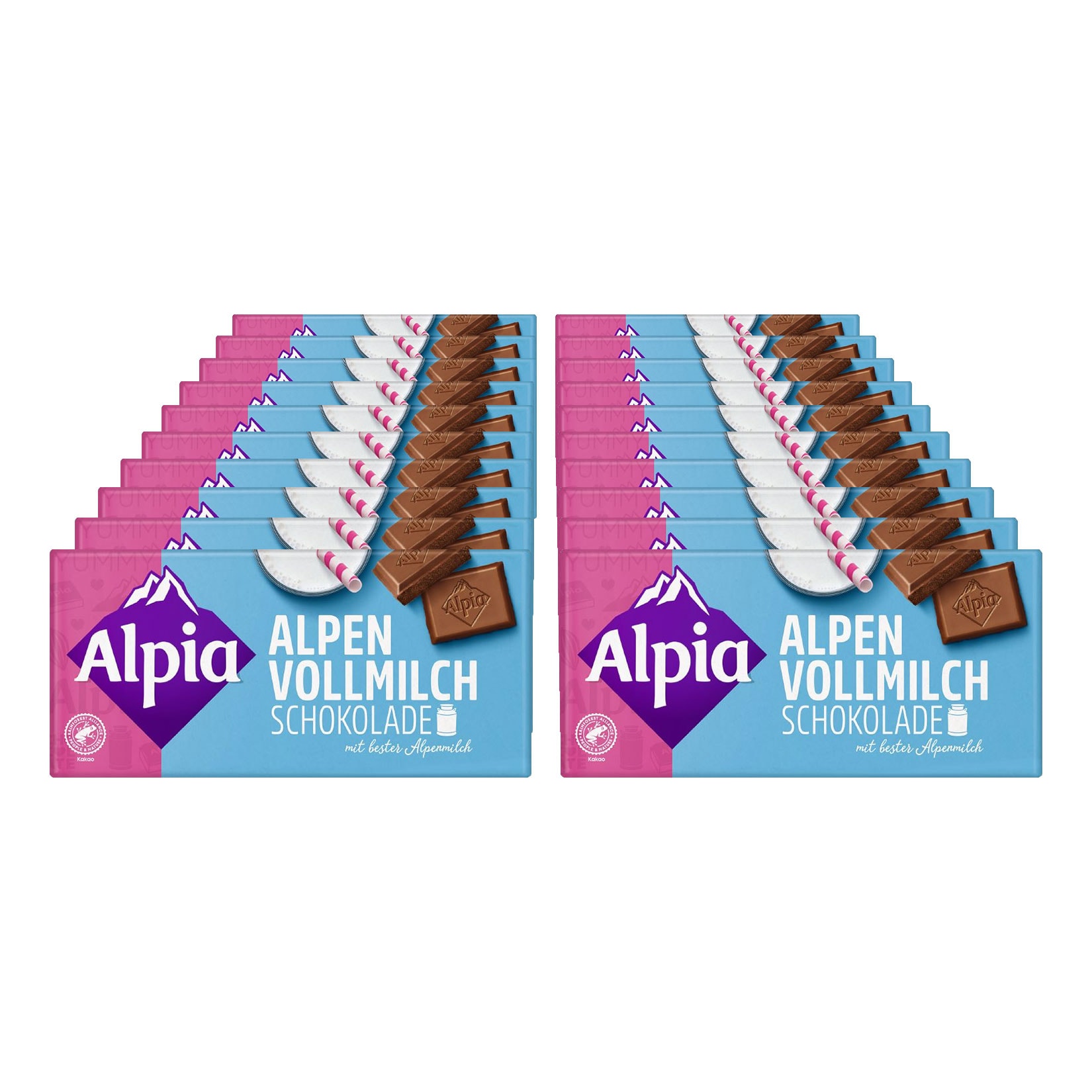 Alpia Tafelschokolade Alpenvollmilch 100 g, 20er Pack - Bild 1