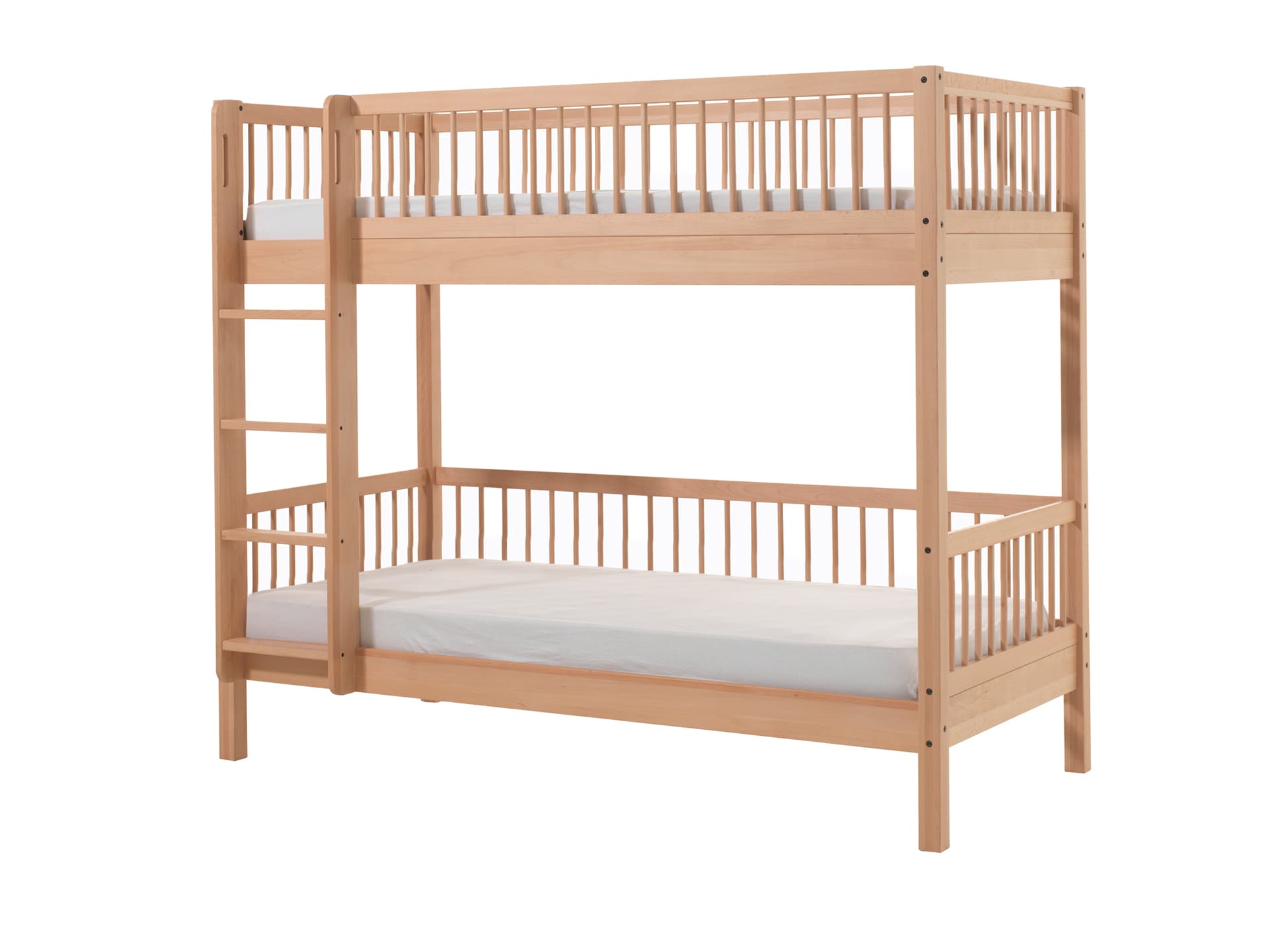 FAGUS Etagenbett mit 2 Liegefl&auml;chen 90 x 200 cm, inkl. Lattenrost und Absturzschutz, Ausf. Buche massiv Natur lackiert - Bild 1