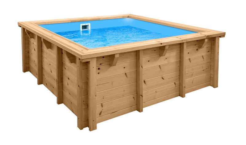 Holzpool &bdquo;Java&ldquo; quadratisch 2,10 &times; 2,10 m &times; 0,78 m  W&auml;rmepumpe Set - Bild 1