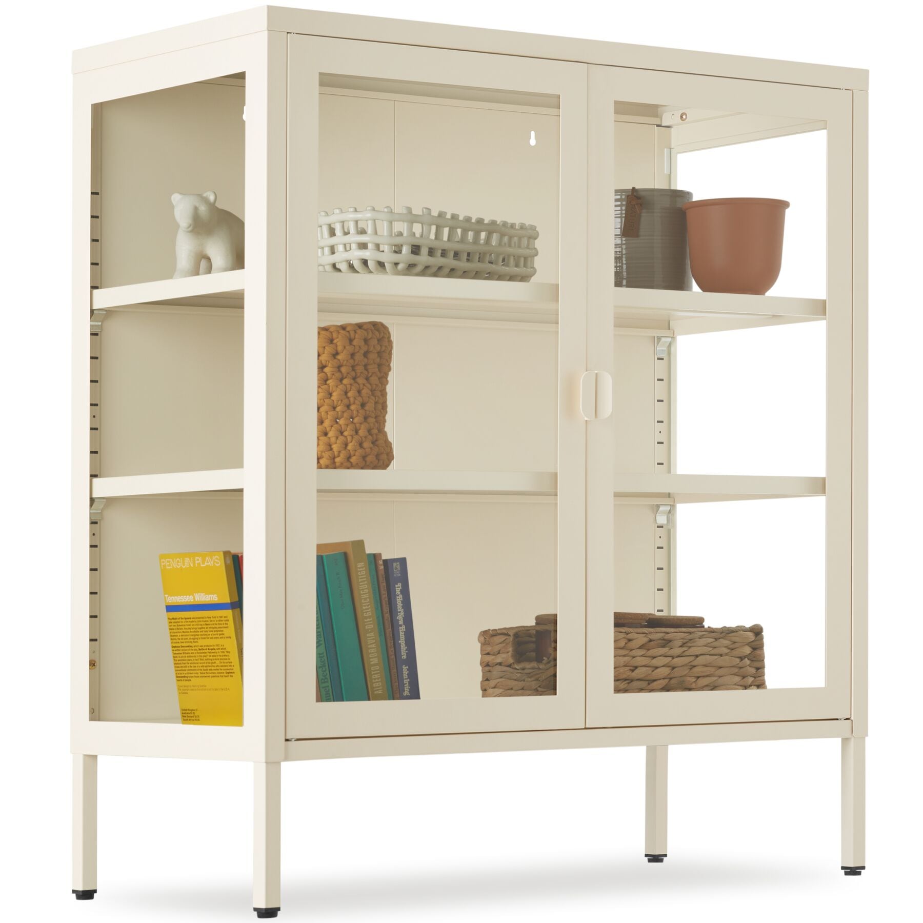 tectake&reg; Metallvitrine, Glast&uuml;ren mit Magnetverschluss, pulverbeschichteter Stahl, Kippschutz, h&ouml;henverstellbare F&uuml;&szlig;e - Bild 1