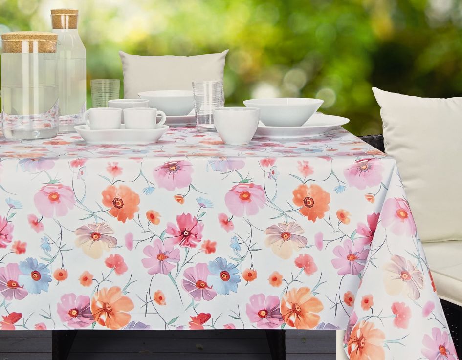 Wachstuchtischdecke 100x140cm, Bl&uuml;ten Wasserfarben - Bild 1