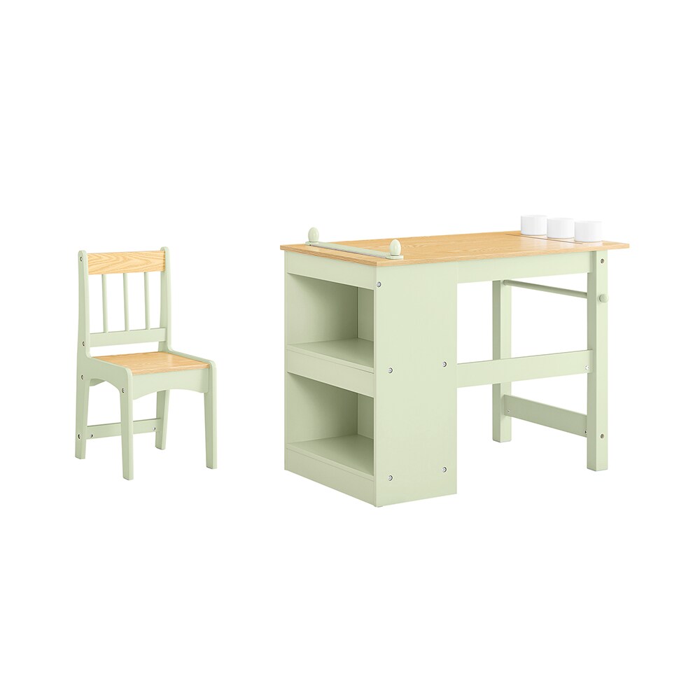 SoBuy Kindertisch mit Stuhl und 1 Ablage Grün 80x44x66cm Nordisch