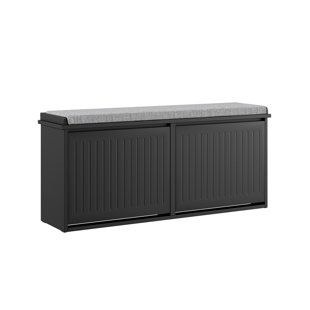 SoBuy Schuhbank mit 2 Türen Dunkelgrau 100x26x46cm Modern